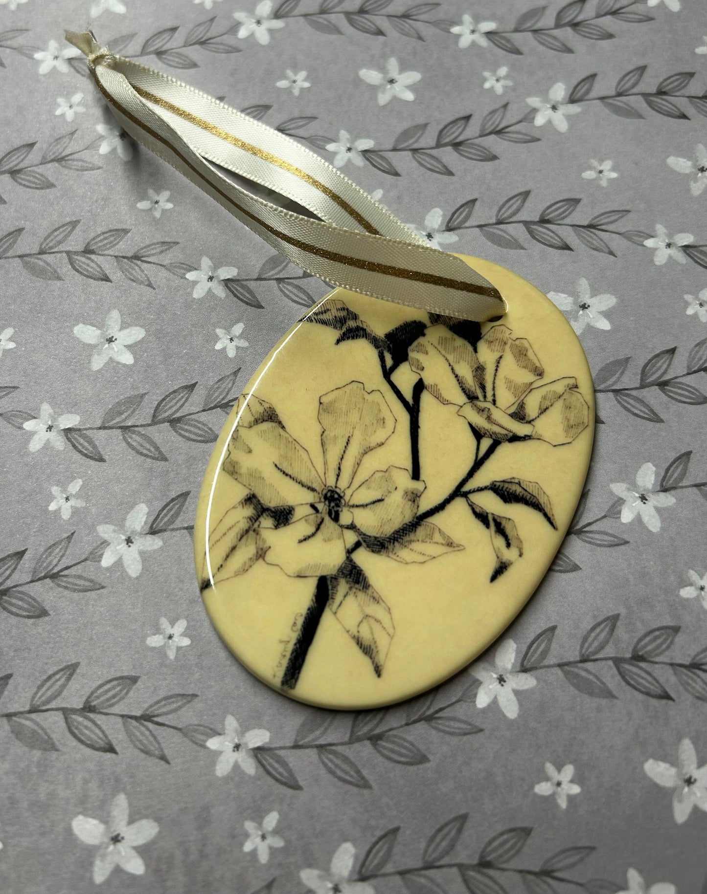 Dogwood Pen Drawing Ornament