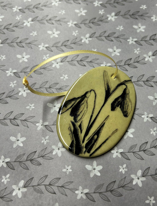 Snowdrop Pen Drawing Ornament