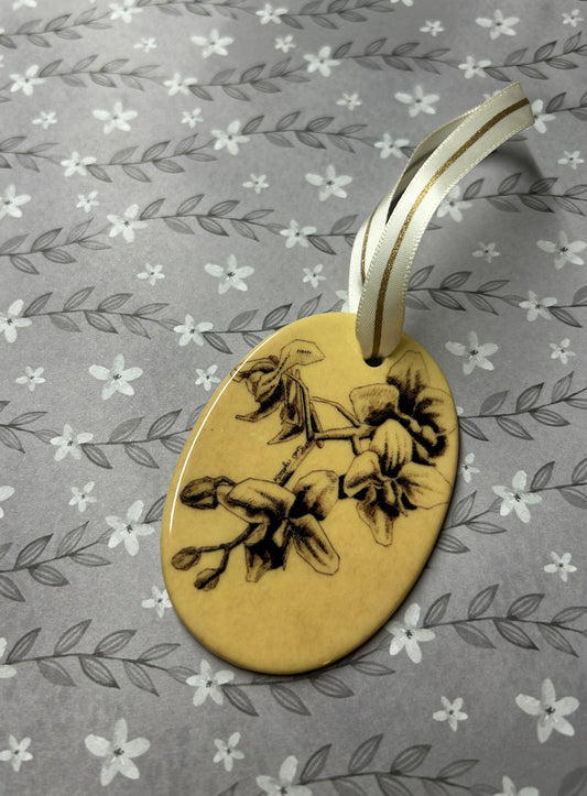 Orchid Pen Drawing Ornament