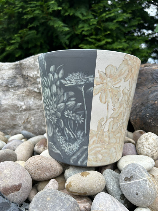 Two-Tone Hand Painted Flower Pot