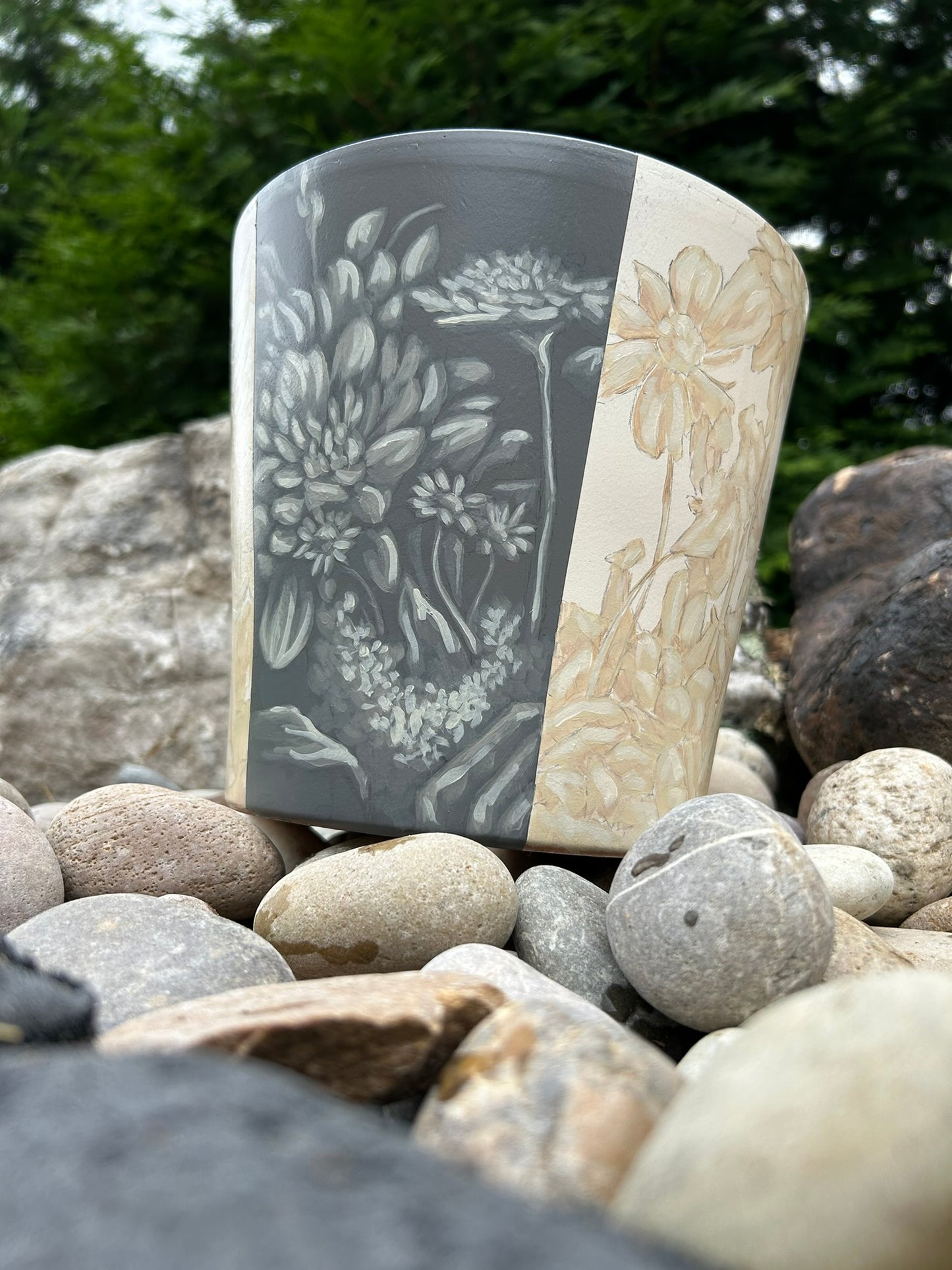 Two-Tone Hand Painted Flower Pot