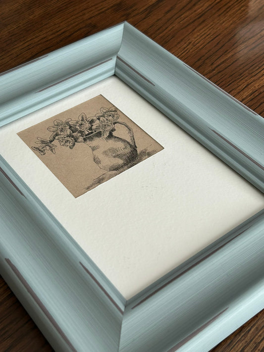 Daffodils in Pitcher Mini Pen Drawing