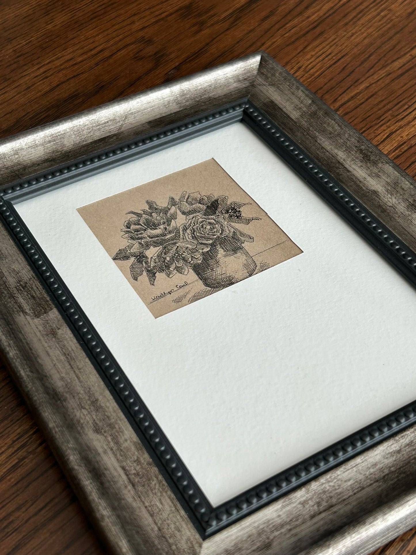 Peonies in Vase Pen Drawing