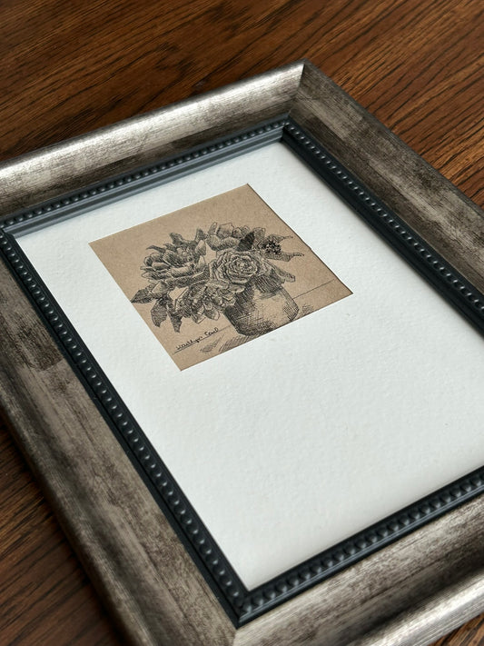 Peonies in Vase Pen Drawing