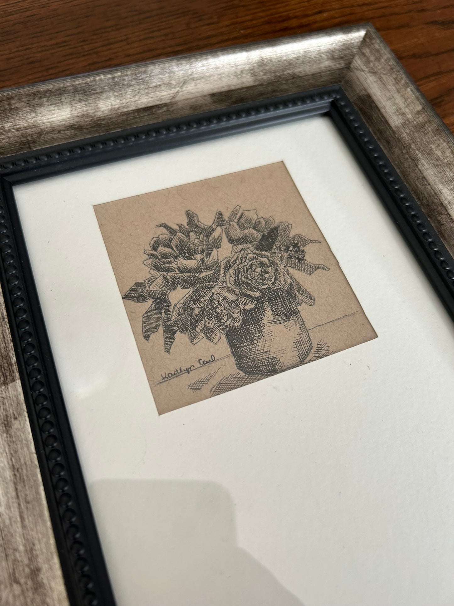 Peonies in Vase Pen Drawing