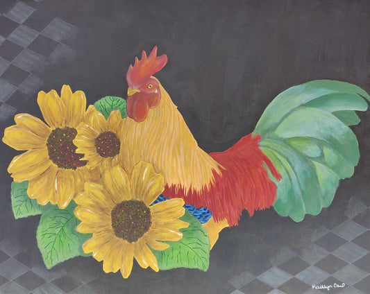 "Rooster and Sunflowers" Fine Art Print