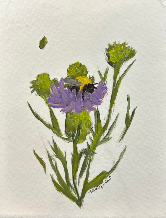"Thistle and Bee" Original Painting