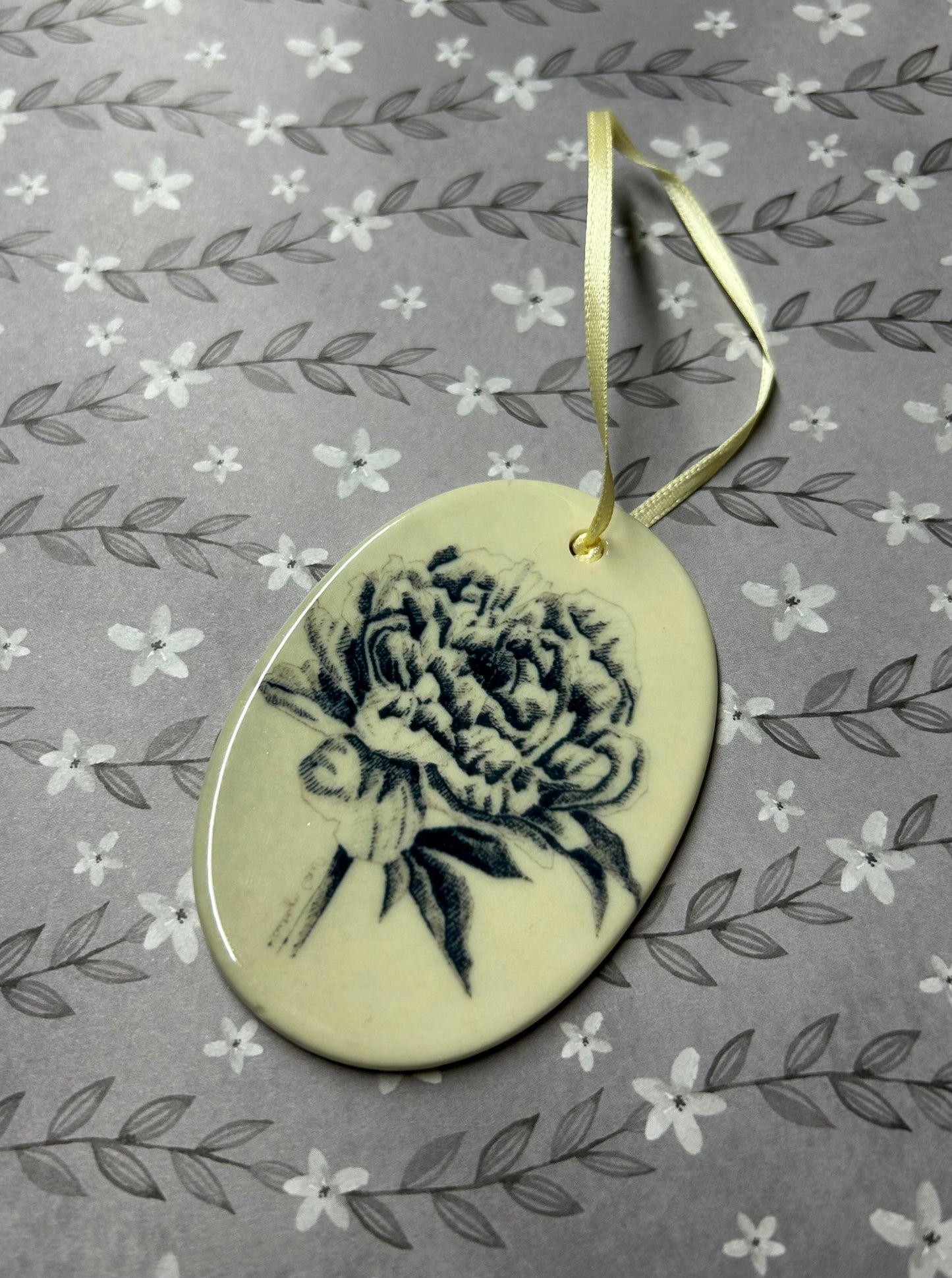 Peony Pen Drawing Ornament