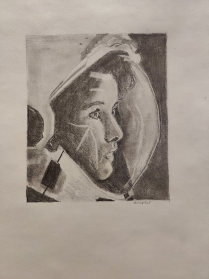 "Space Girl" Graphite Drawing