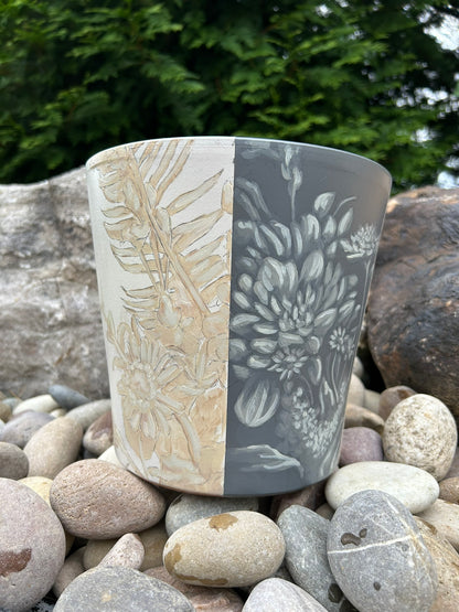 Two-Tone Hand Painted Flower Pot