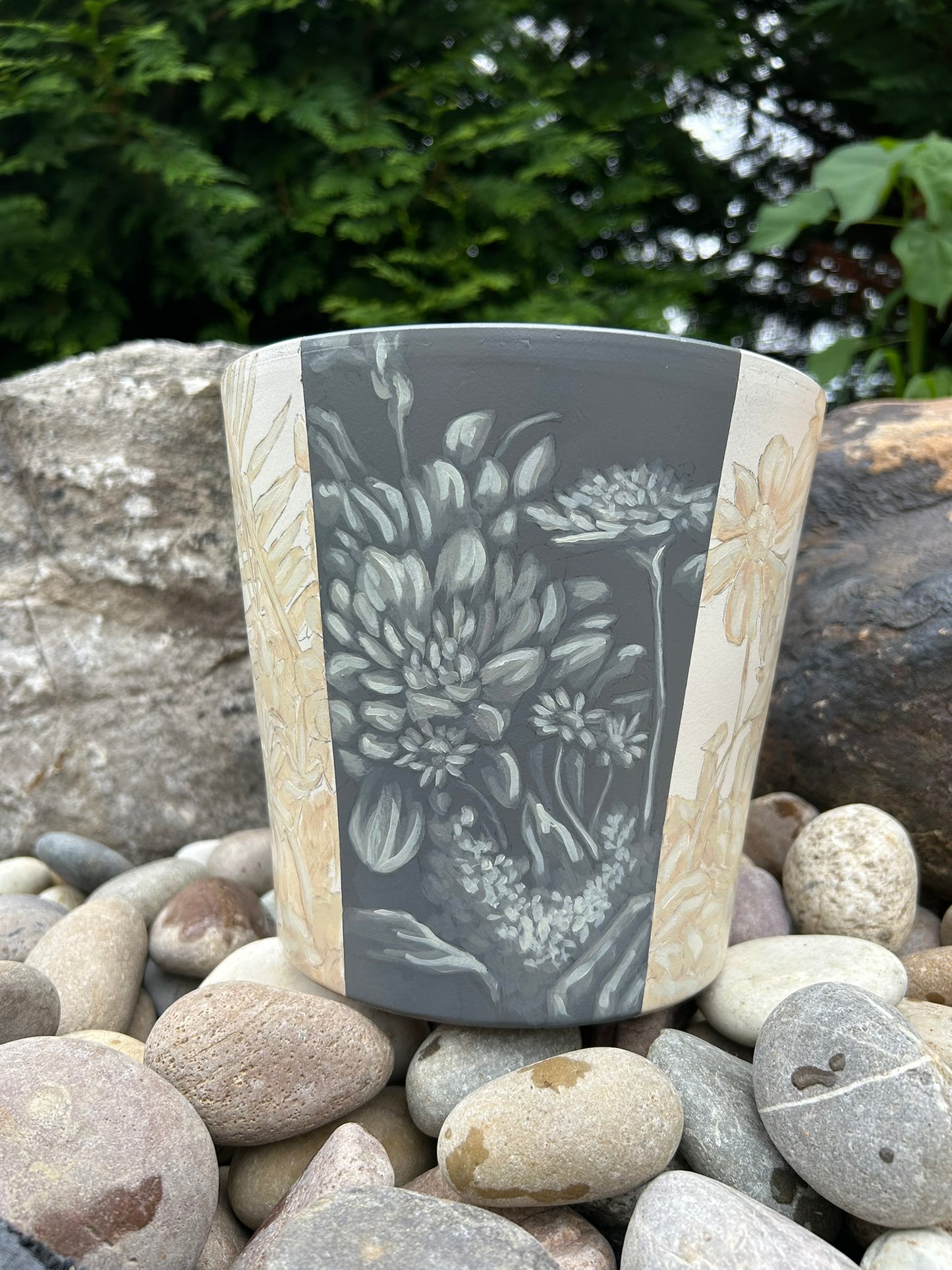 Two-Tone Hand Painted Flower Pot
