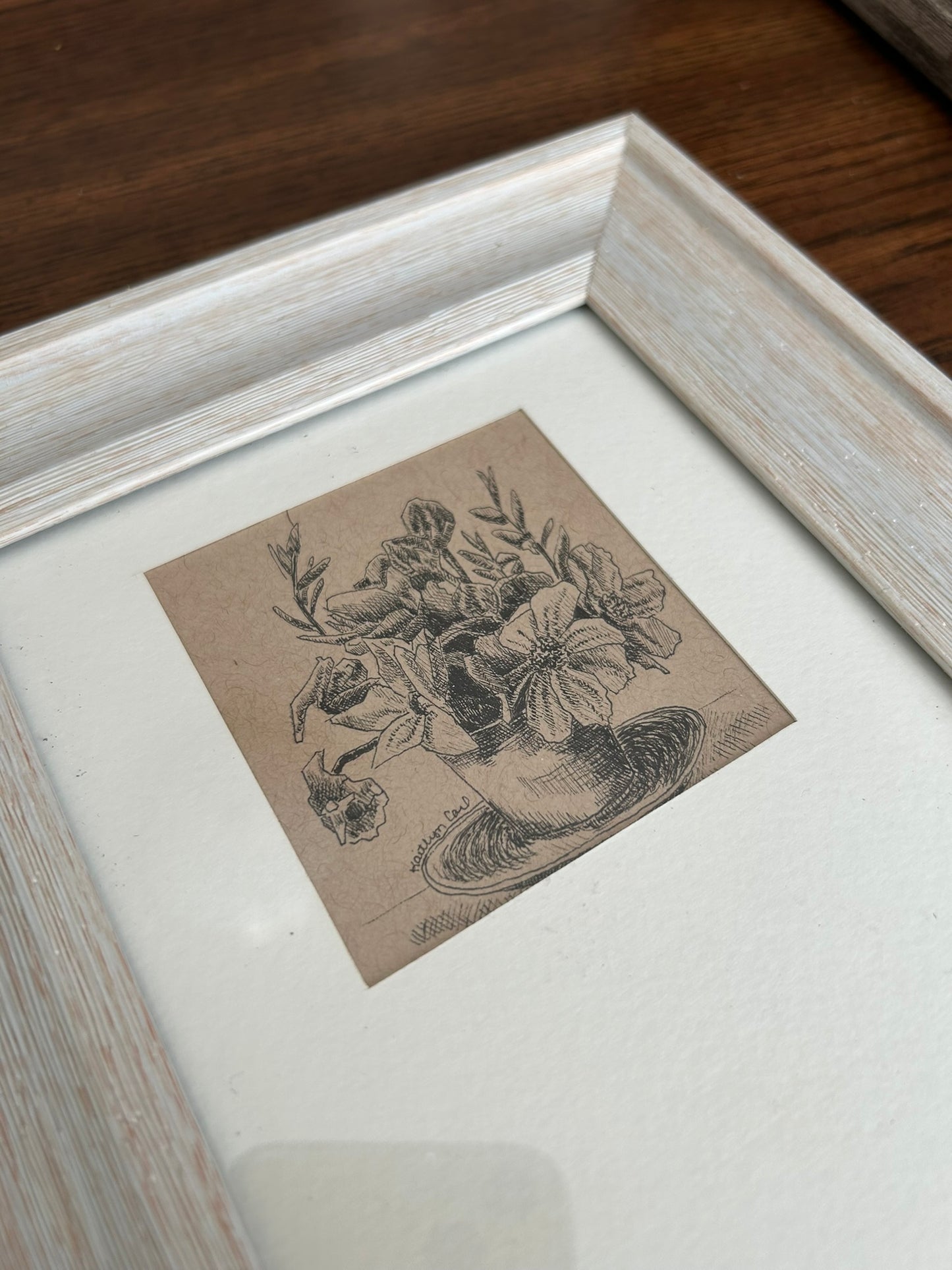 Teacup Bouquet Mini Pen Drawing
