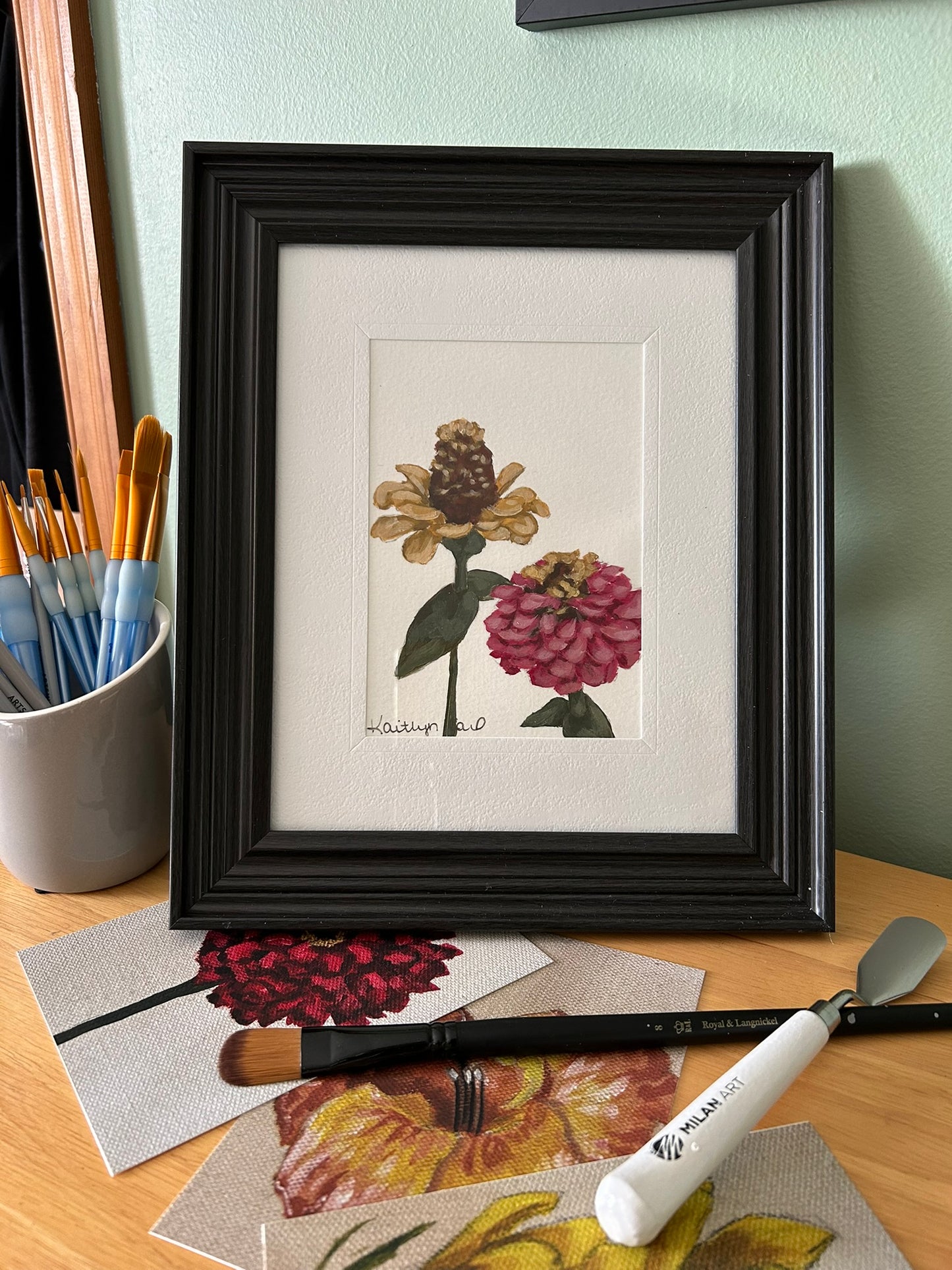 Zinnia Original Painting