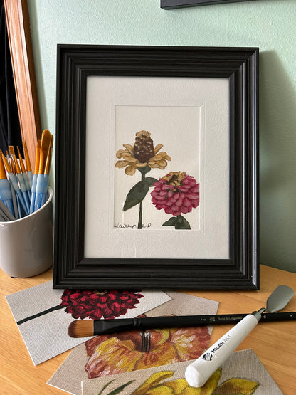 Zinnia Original Painting