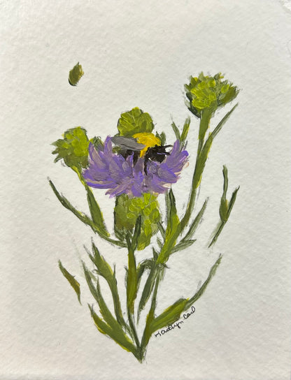 "Thistle and Bee" Original Painting