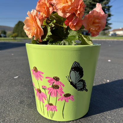 Coneflower Hand Painted Flower Pot