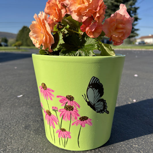 Coneflower Hand Painted Flower Pot