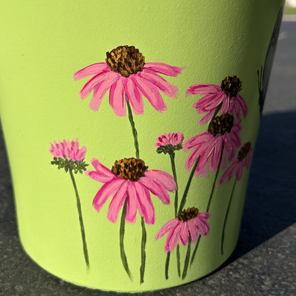 Coneflower Hand Painted Flower Pot