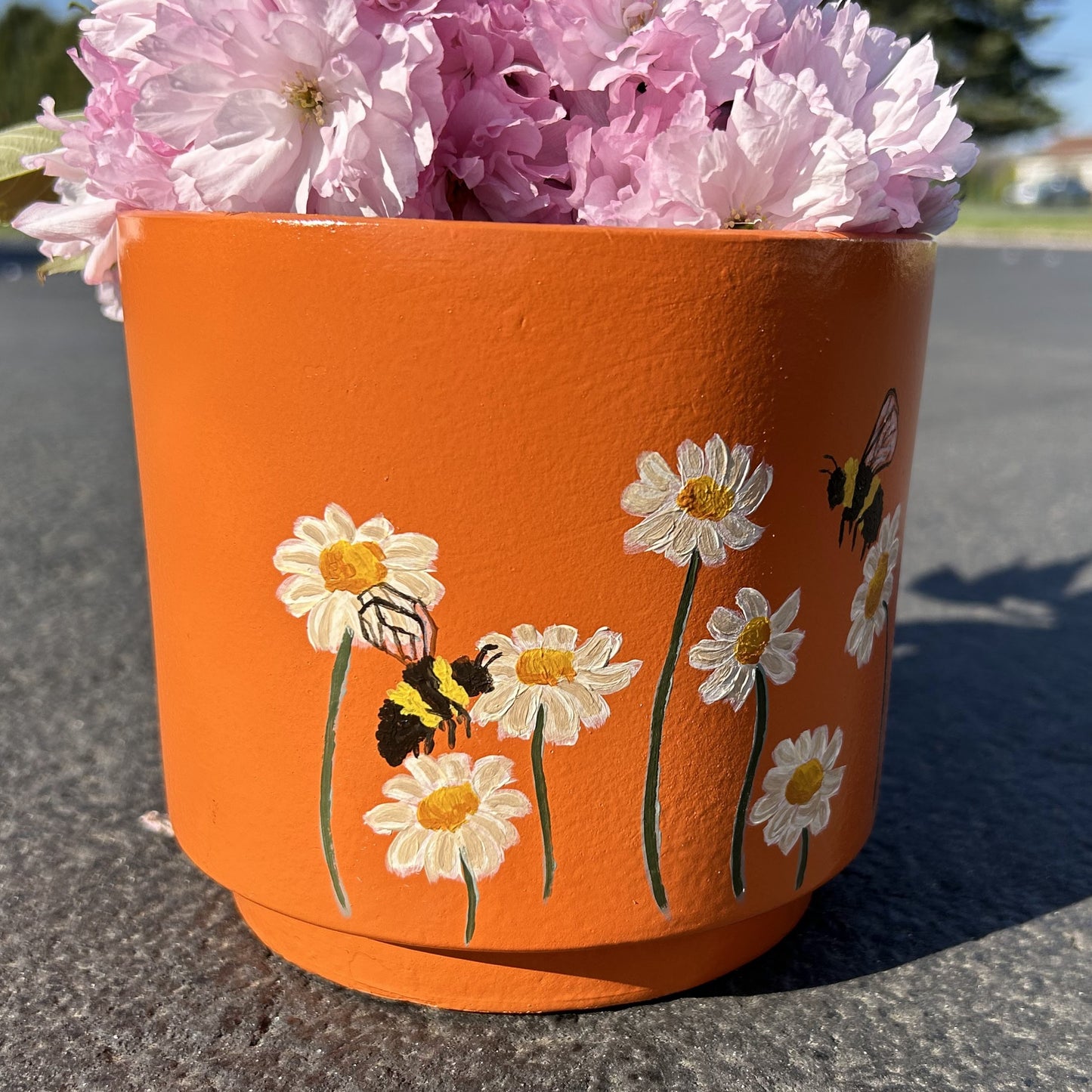 Daisy Hand Painted Flower Pot