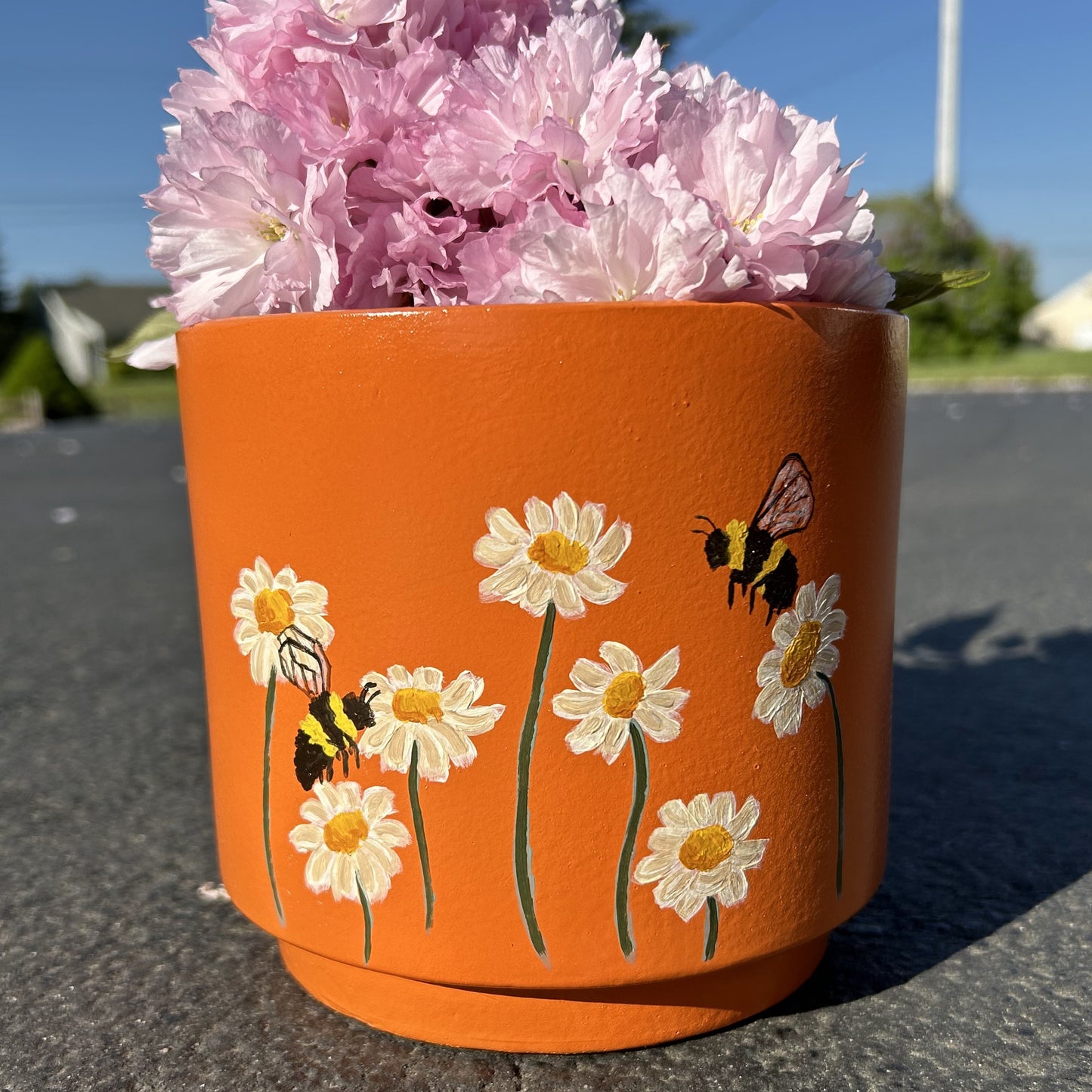 Daisy Hand Painted Flower Pot